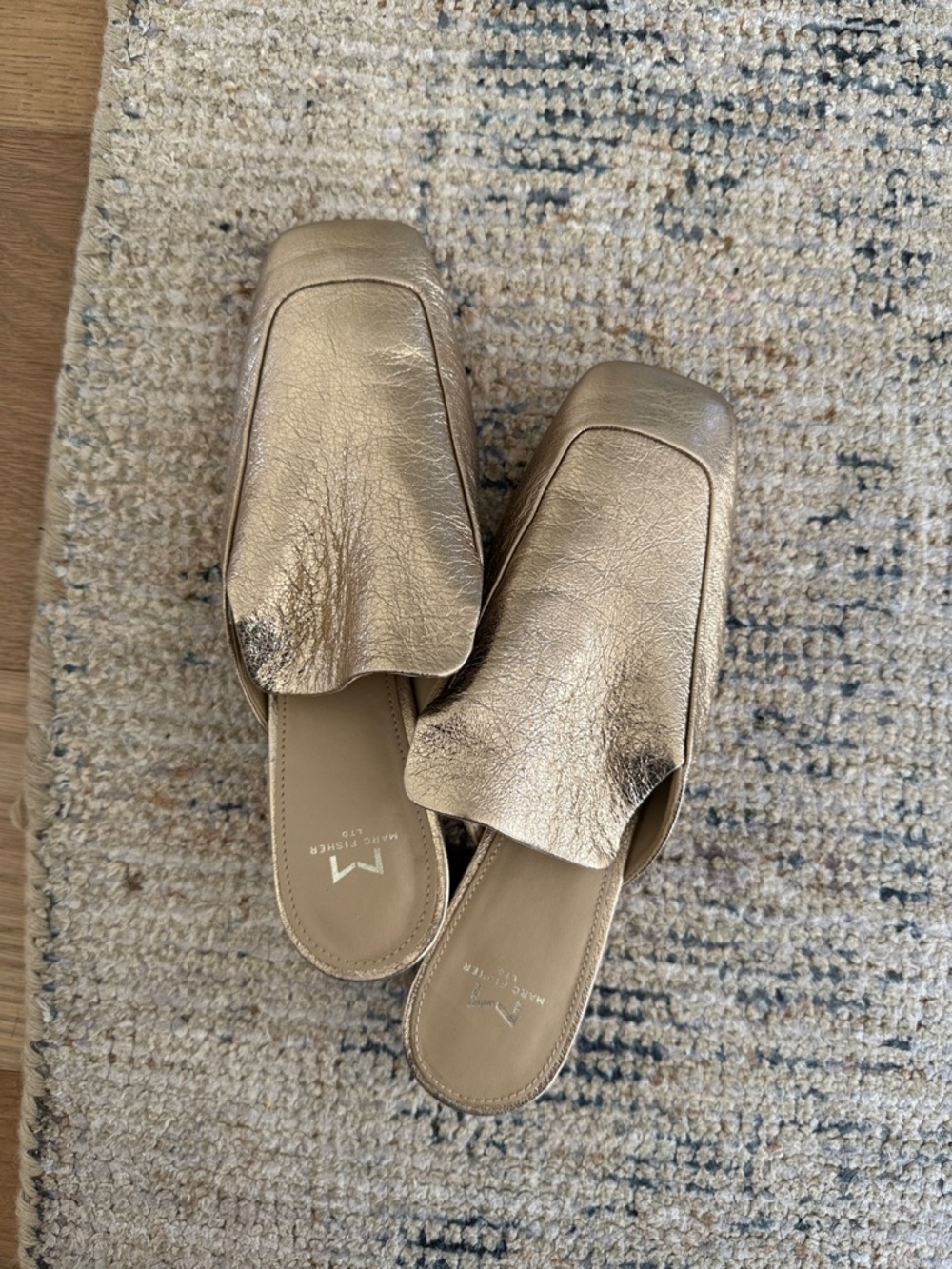 Metallic Gold Slip-On Women's Mules